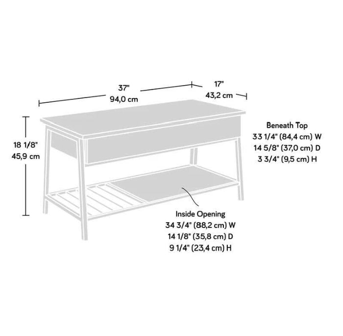 Table basse Haneline à plateau relevable et 4 pieds avec rangement