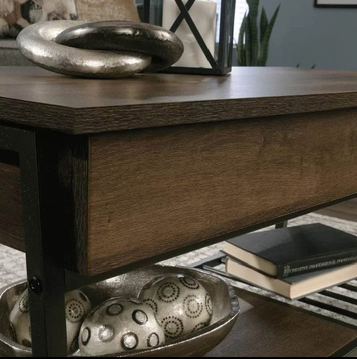 Table basse Haneline à plateau relevable et 4 pieds avec rangement