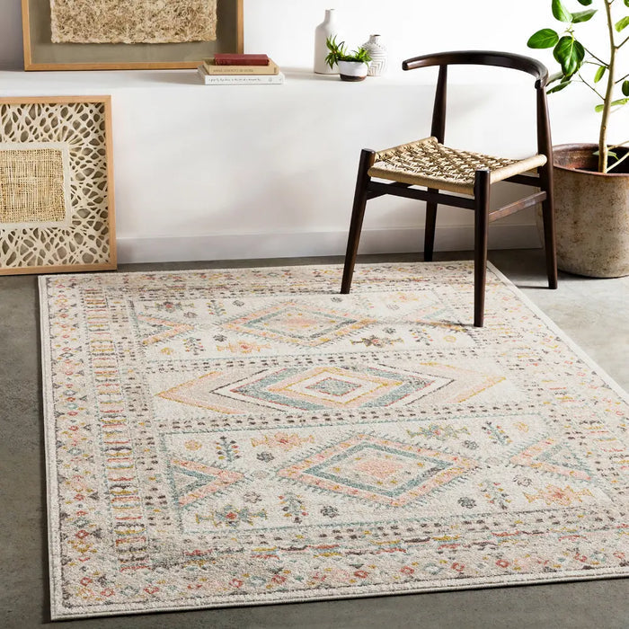 Tapis Laurentina rose pâle/turquoise style sud-ouest 5x7