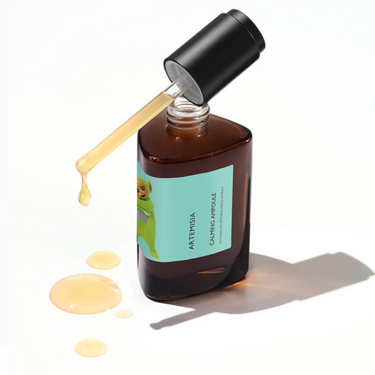 Bottle of Artemisia Calming Ampoule with dropper on a white background