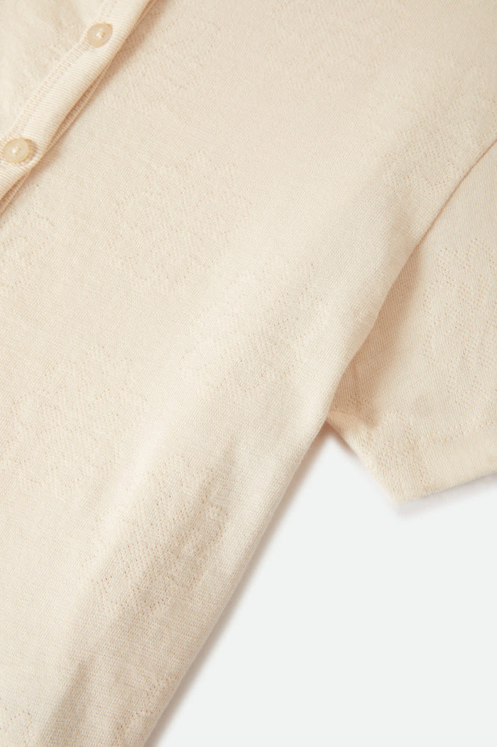 Women's The Alice Button Down Short Sleeve Shirt in the color Whitecap - Additional Laydown image