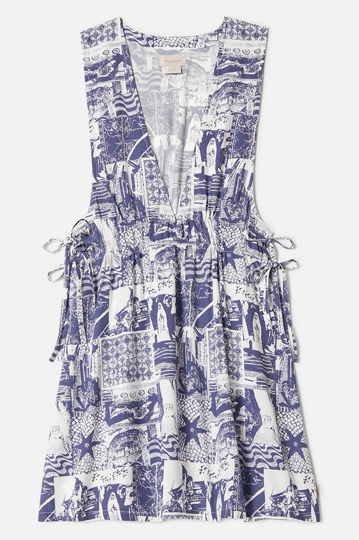 Women's The Bells Dress in the color Navy/White Collage - Front Product View