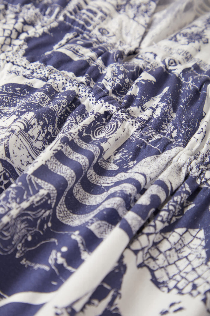 Women's The Bells Dress in the color Navy/White Collage - Additional Laydown image