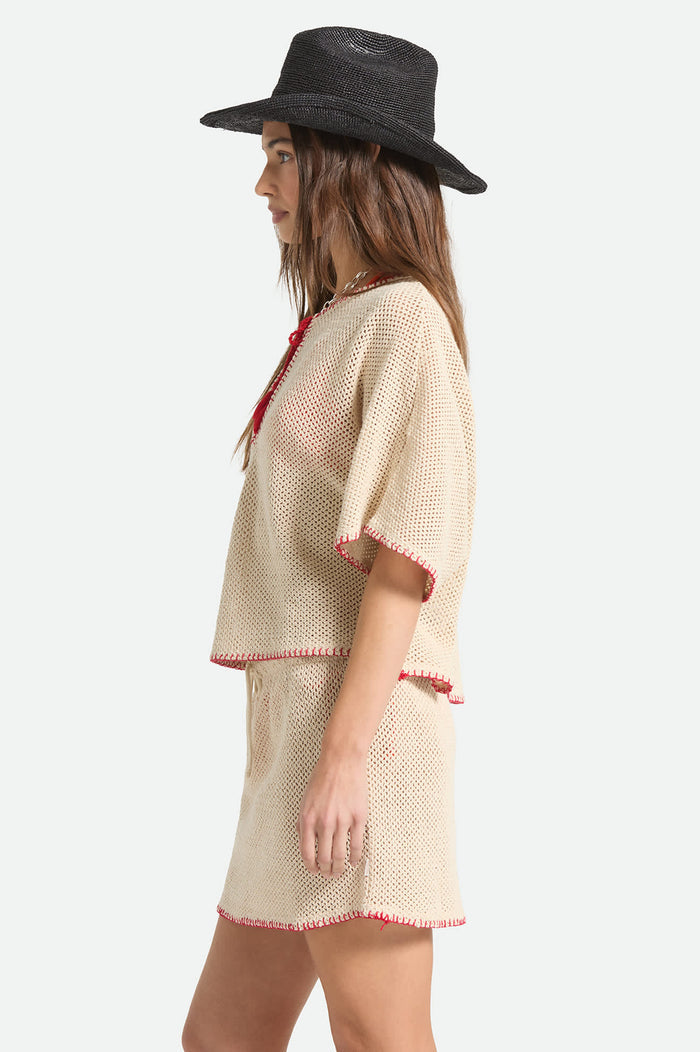 Women's The Crochet Cover Up in the color Timeless Taupe - Women's Side View