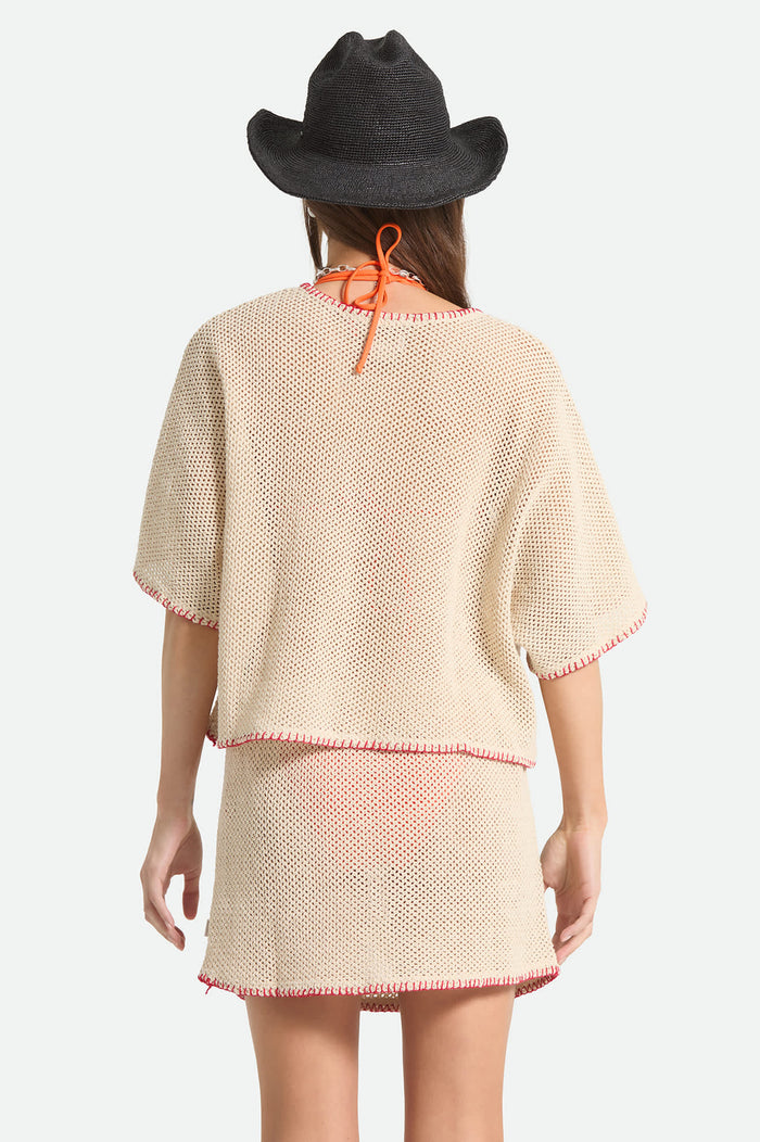 Women's The Crochet Cover Up in the color Timeless Taupe - Women's Back View