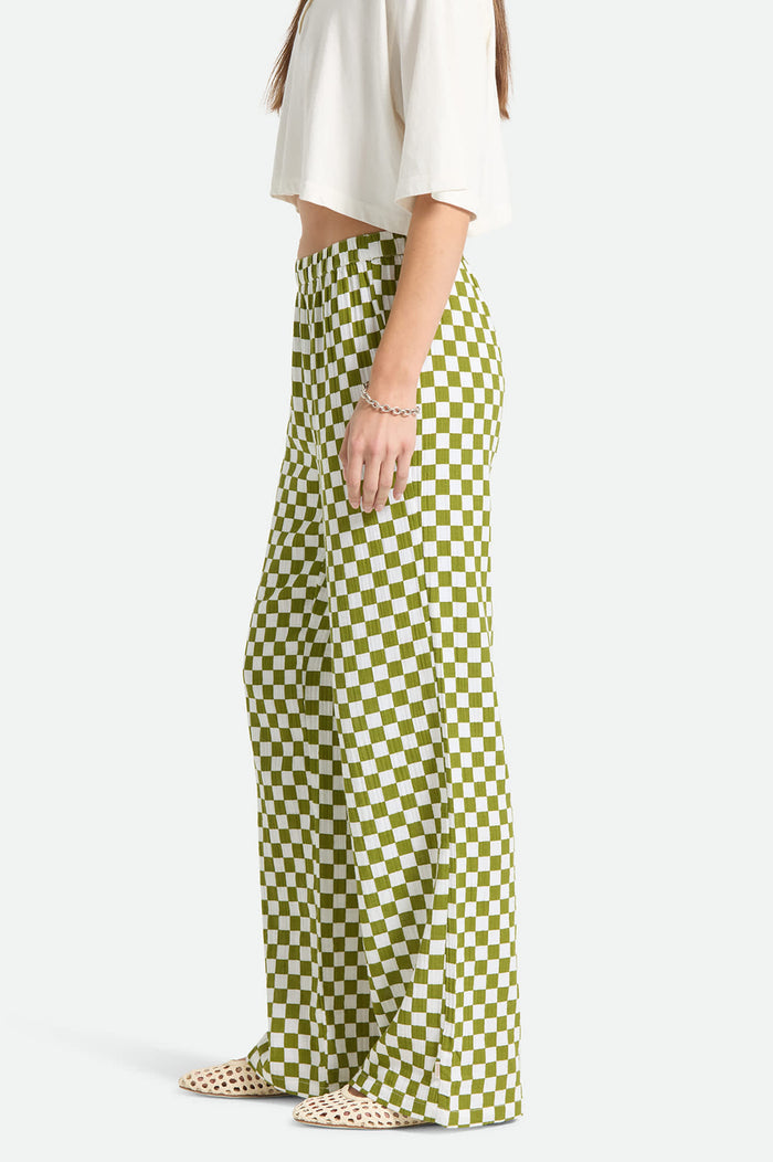 Women's The Lola Lounge Pant in the color Sublime Green Checkerboard - Women's Side View