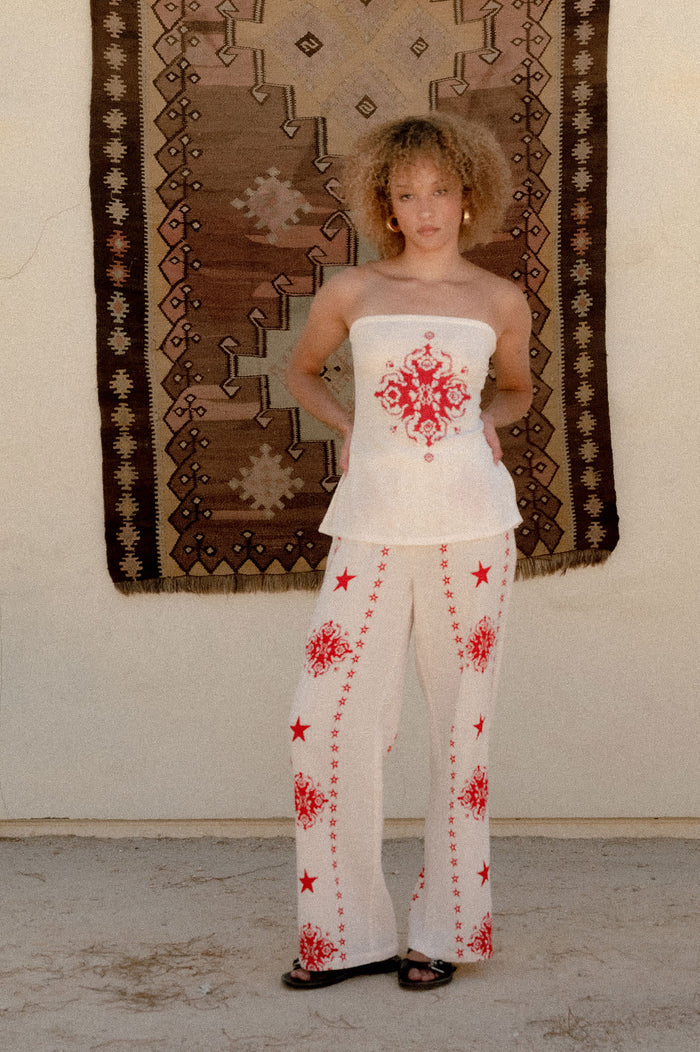 Women's The Lola Tube Top in the color Off White/Robust Red - Women's Lifestyle image