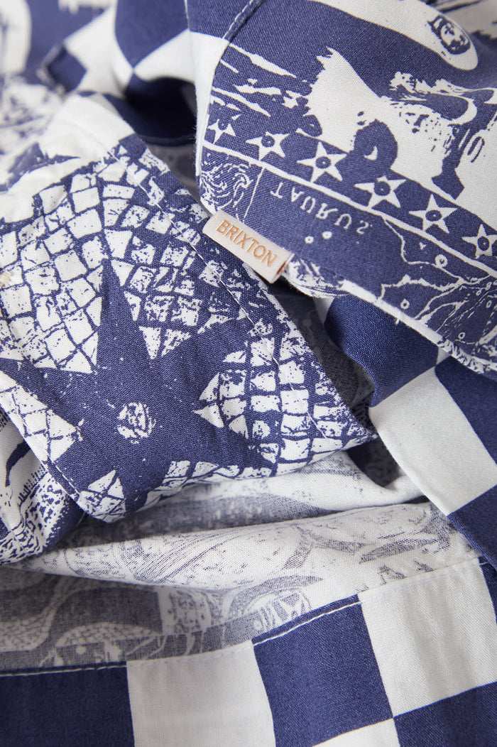 Women's The Omar Button Down Short Sleeve Shirt in the color Navy/White Collage - Additional Laydown image