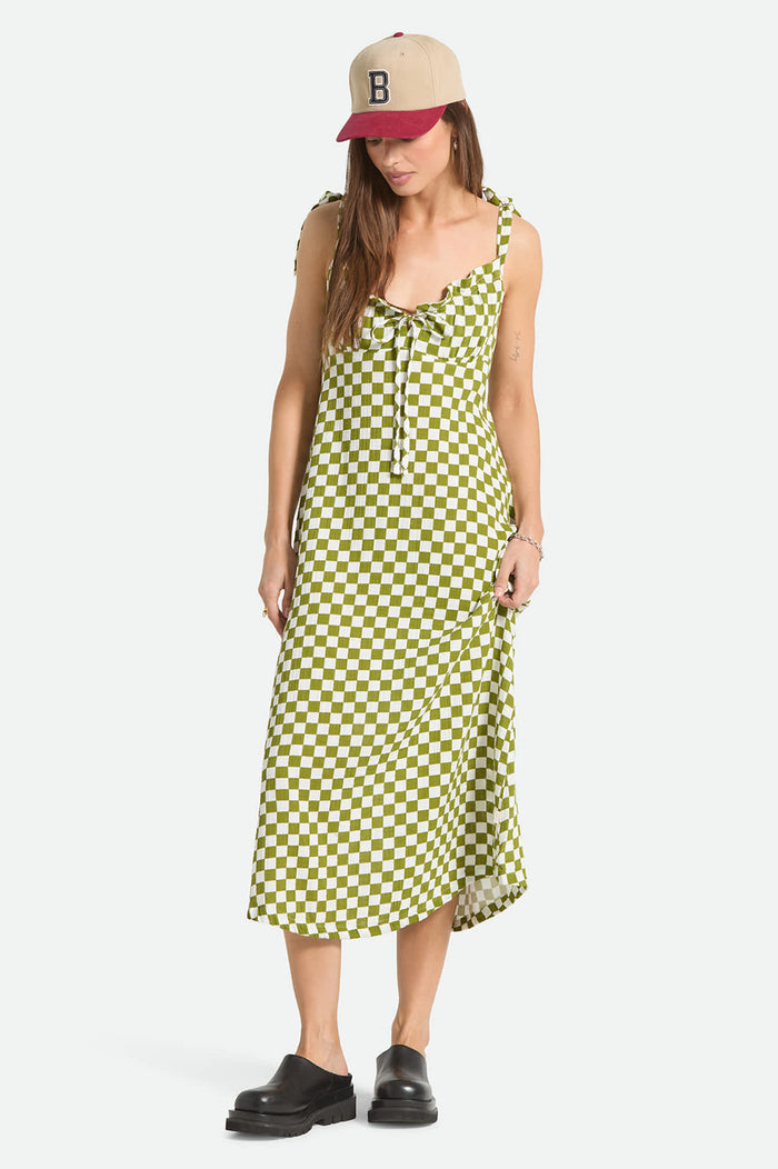 Women's The Tie Dress in the color Sublime Green Checkerboard - Additional Fit image