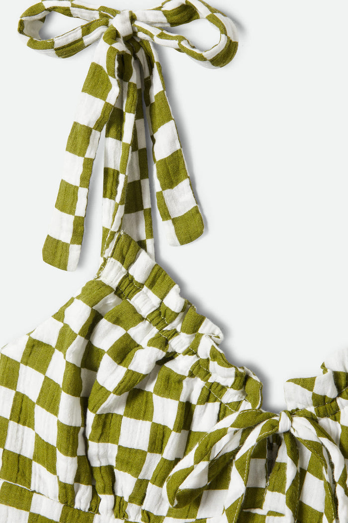Women's The Tie Dress in the color Sublime Green Checkerboard - Additional Laydown image