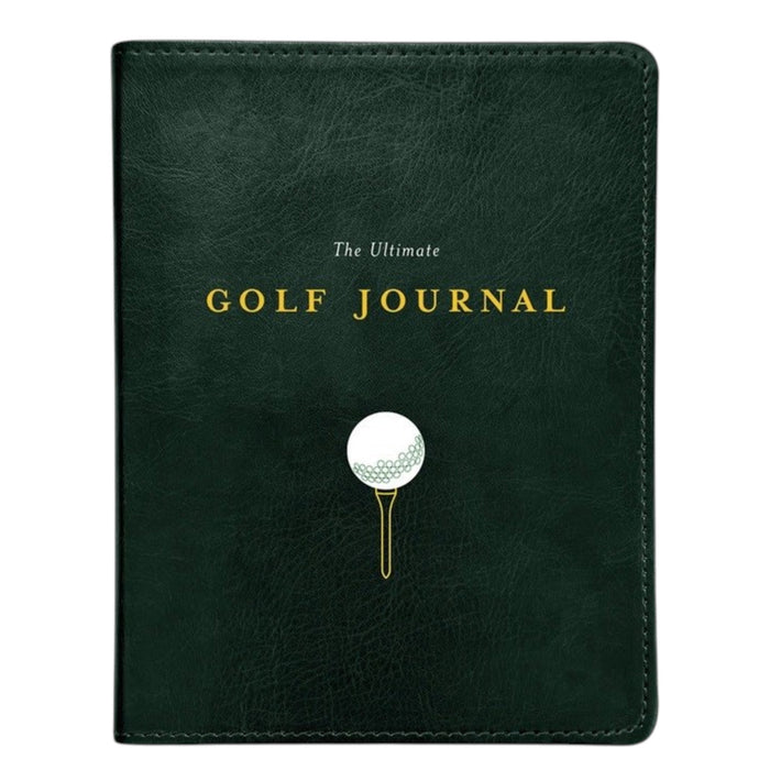 THE ULTIMATE GOLF JOURNAL BY LISA BACH from CHRONICLE BOOKS lets golfers log dates, locations, and results with tips, practice instructions, distance tracking for each club, and notes— all on a stylish beige background.