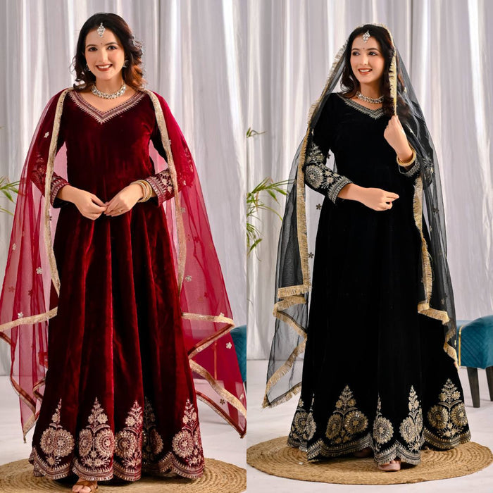 Timeless Beauty: Red and Black Attire