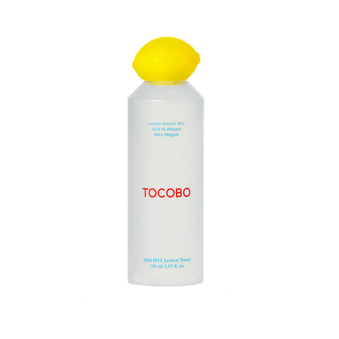 TOCOBO AHA BHA Lemon Toner is a refreshing exfoliating toner designed to brighten and smooth the skin. Enriched with Citrus Lemon Fruit Extract and a blend of AHA (Glycolic Acid) and BHA (Salicylic Acid), it gently removes dead skin cells, unclogs pores, and refines the skin's texture. Infused with soothing ingredients like Panthenol, Beta-Glucan, and Allantoin, it helps to calm and hydrate, leaving the skin clear and glowing. Perfect for oily and combination skin types, this toner delivers a ba