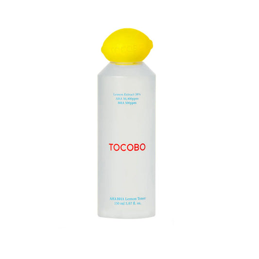 TOCOBO AHA BHA Lemon Toner is a refreshing exfoliating toner designed to brighten and smooth the skin. Enriched with Citrus Lemon Fruit Extract and a blend of AHA (Glycolic Acid) and BHA (Salicylic Acid), it gently removes dead skin cells, unclogs pores, and refines the skin's texture. Infused with soothing ingredients like Panthenol, Beta-Glucan, and Allantoin, it helps to calm and hydrate, leaving the skin clear and glowing. Perfect for oily and combination skin types, this toner delivers a ba