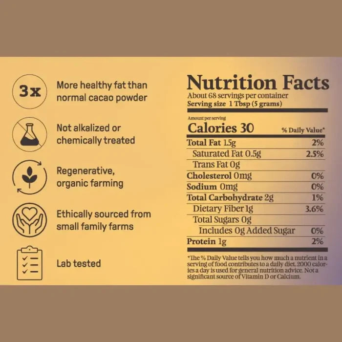 Triple Fat Cacao Powder – 100% Organic Cacao (340g) | Ora Cacao
