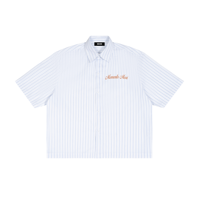 Unisex Striped Boxy Button-Up Shirt - Memento Mori Clothing
