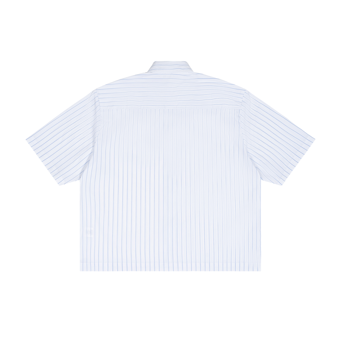 Unisex Striped Boxy Button-Up Shirt - Memento Mori Clothing