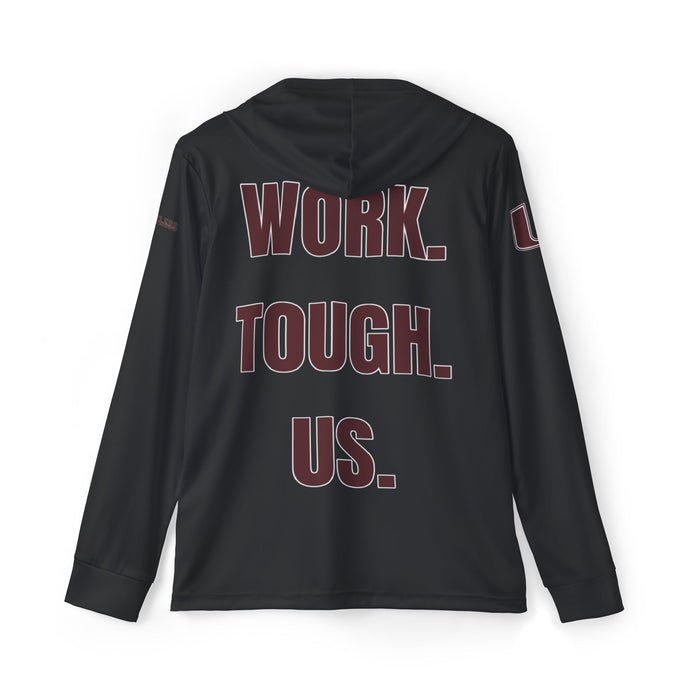 Urbana Script Sports Hoodie — 'Work. Tough. Us.' Athletic Warmup Top - Memento Mori Clothing