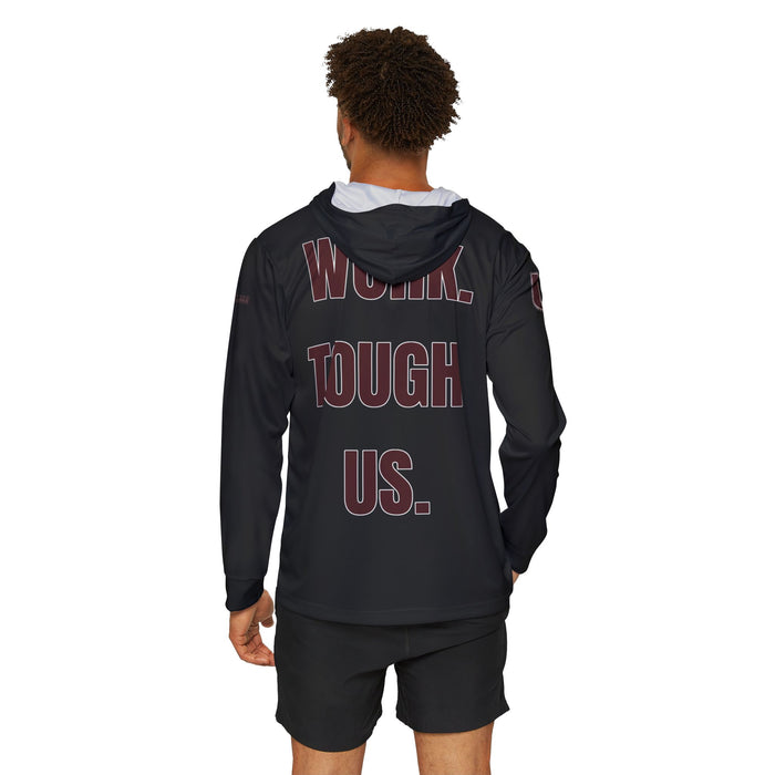 Urbana Script Sports Hoodie — 'Work. Tough. Us.' Athletic Warmup Top - Memento Mori Clothing