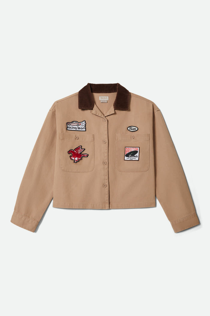 Women's Utopia Patchwork Overshirt in the color Washed Timeless Taupe - Front Product View