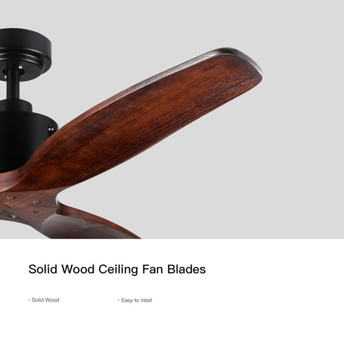 Ventilateur de plafond intégré style ferme de 132 cm (52 ​​po), sans éclairage, avec télécommande et 3 pales en bois massif