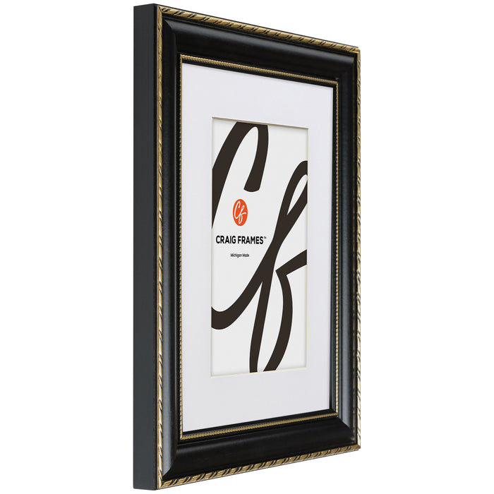 Victoria 1.375", Matted Ornate Black and Gold Picture Frame