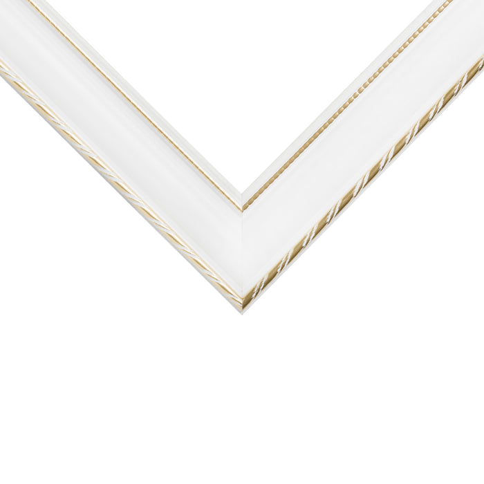 Victoria 1.375", Matted Ornate White and Gold Picture Frame
