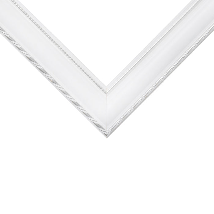 Victoria 1.375", Matted Ornate White and Silver Picture Frame