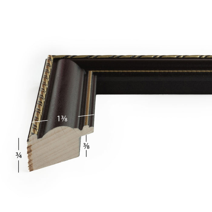 Victoria 1.375", Ornate Black and Gold Picture Frame