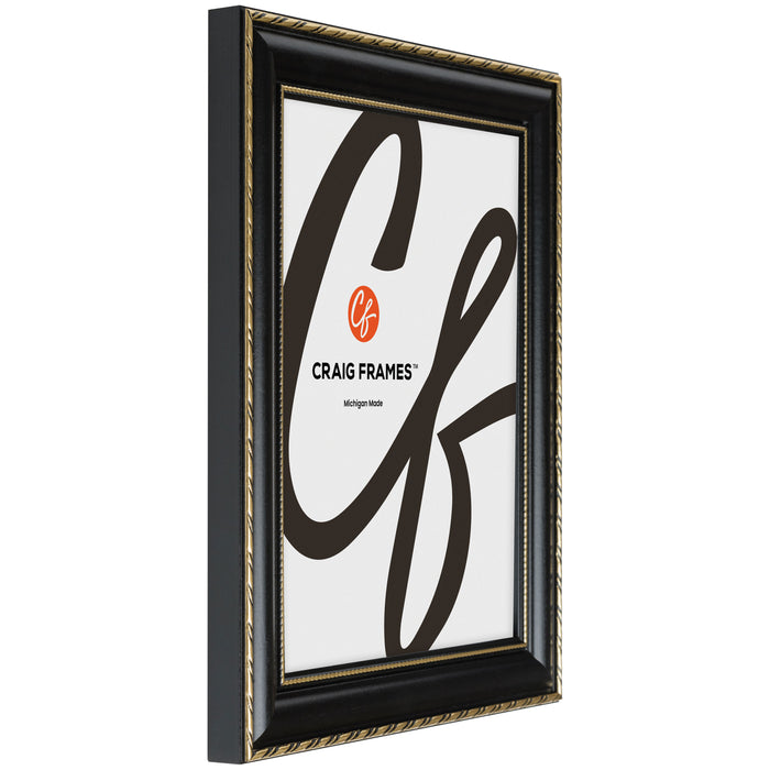 Victoria 1.375", Ornate Black and Gold Picture Frame