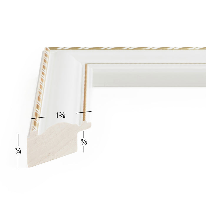 Victoria 1.375", Ornate White and Gold Picture Frame