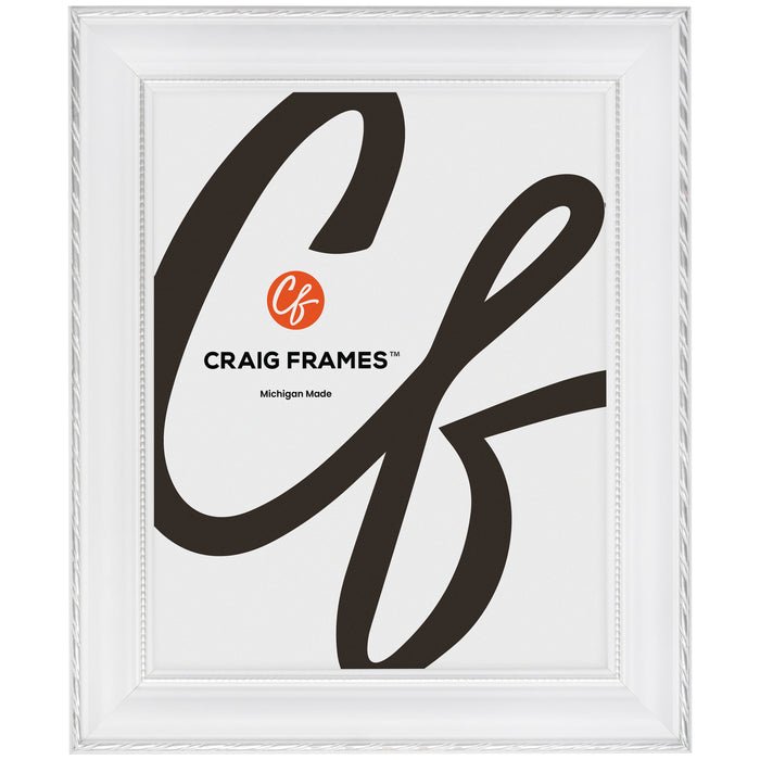 Victoria 1.375", Ornate White and Silver Picture Frame