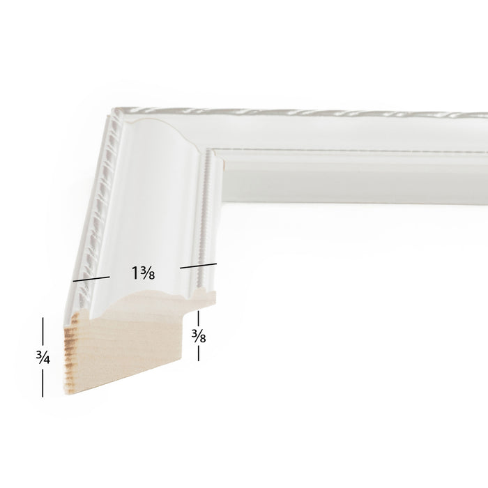 Victoria 1.375", Ornate White and Silver Picture Frame