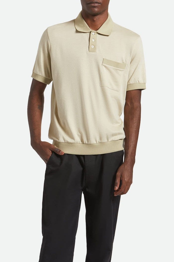 Weekend Herringbone S/S Polo - Whitecap/Elm