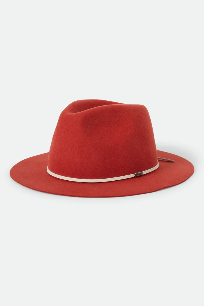 Unisex Wesley Fedora in the color Red Earth/Wax Paper - Front Product View