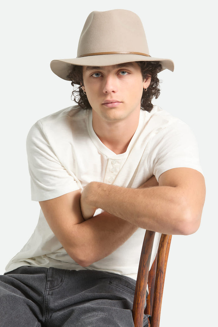 Unisex Wesley Fedora in the color Timeless Taupe - Men's Front View