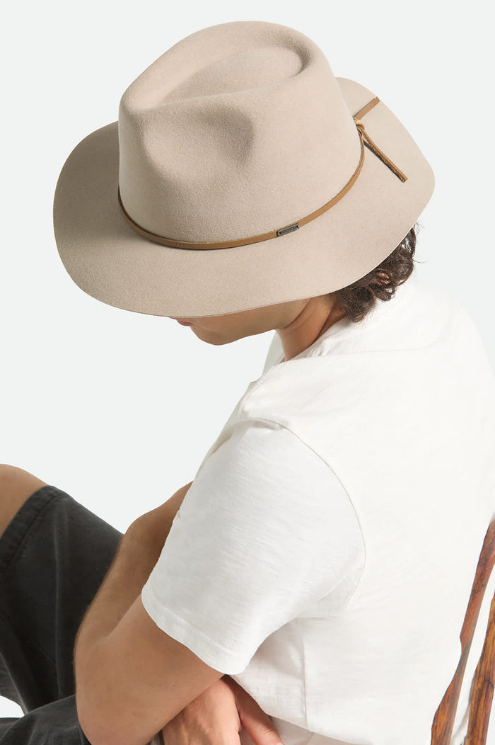 Unisex Wesley Fedora in the color Timeless Taupe - Men's Side View