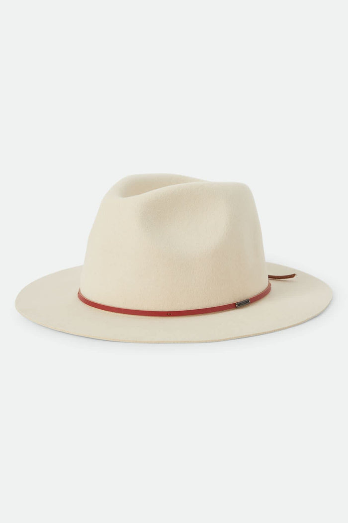 Unisex Wesley Fedora in the color Wax Paper/Red Earth - Front Product View