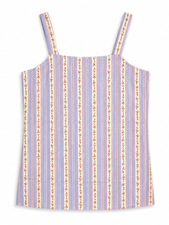 Women's Printed Sleeveless Square Neck Tank Top with Lace-Up Back  with Cotton Casual Summer Top