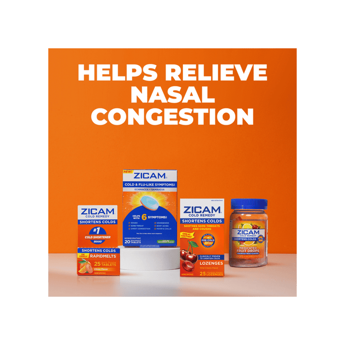 Zicam Zinc Cold Remedy RapidMelts, Quick Dissolve Tablets, Cherry, 25 ct - 73221630004 - LL Medico